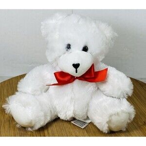Linzy White Teddy Bear With Red Lace 6”